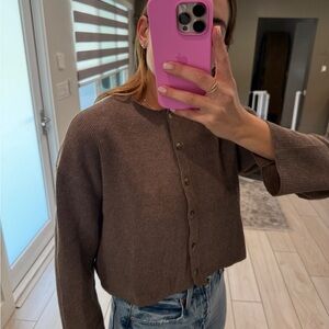 Brown Button-Up Women's Sweater